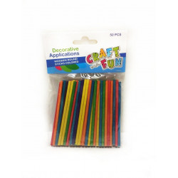 Craft with Fun Paličky drevené farebné okrúhle 50ks