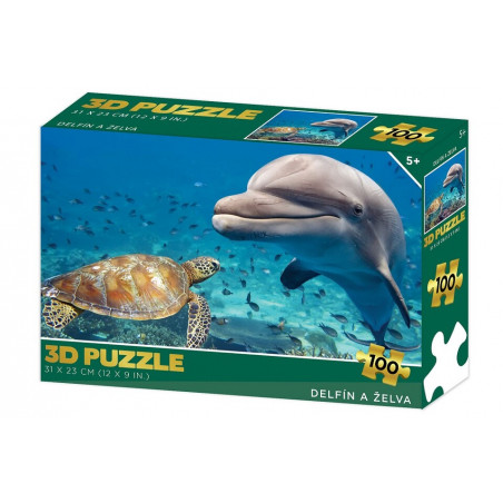 Puzzle 3D Delfín a korytnačka 100 dielikov