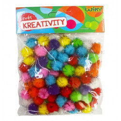 Pom Pom guličky s glitrom 80ks/1,5cm